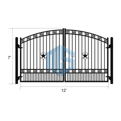 ROME DUAL STAR WROUGHT IRON DOUBLE SWING GATE