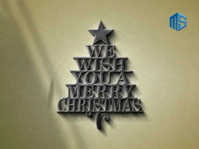 Metal Sign Merry Wishes Christmas Tree
